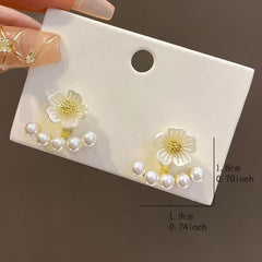 Flower Faux Pearl Stud Earrings for Women, Daily & Party Wear