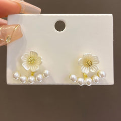 Flower Faux Pearl Stud Earrings for Women, Daily & Party Wear