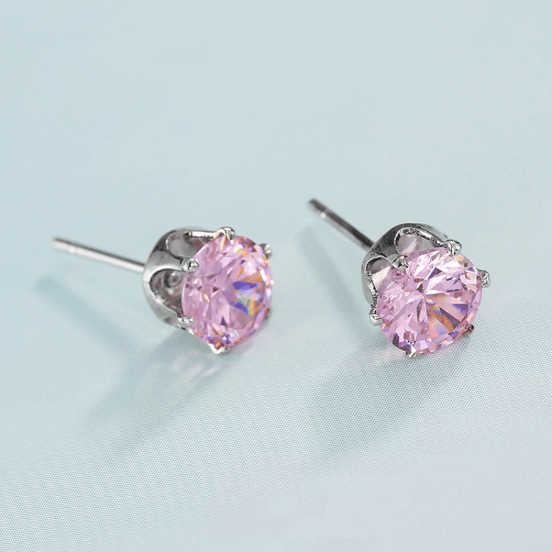Zircon Decor Stud Earrings Japanese Style Copper Jewelry For Women Girls