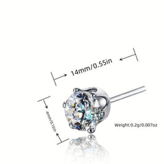 Zircon Decor Stud Earrings Japanese Style Copper Jewelry For Women Girls