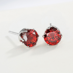 Zircon Decor Stud Earrings Japanese Style Copper Jewelry For Women Girls