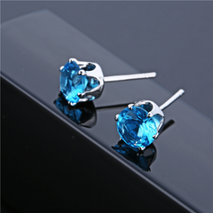 Zircon Decor Stud Earrings Japanese Style Copper Jewelry For Women Girls