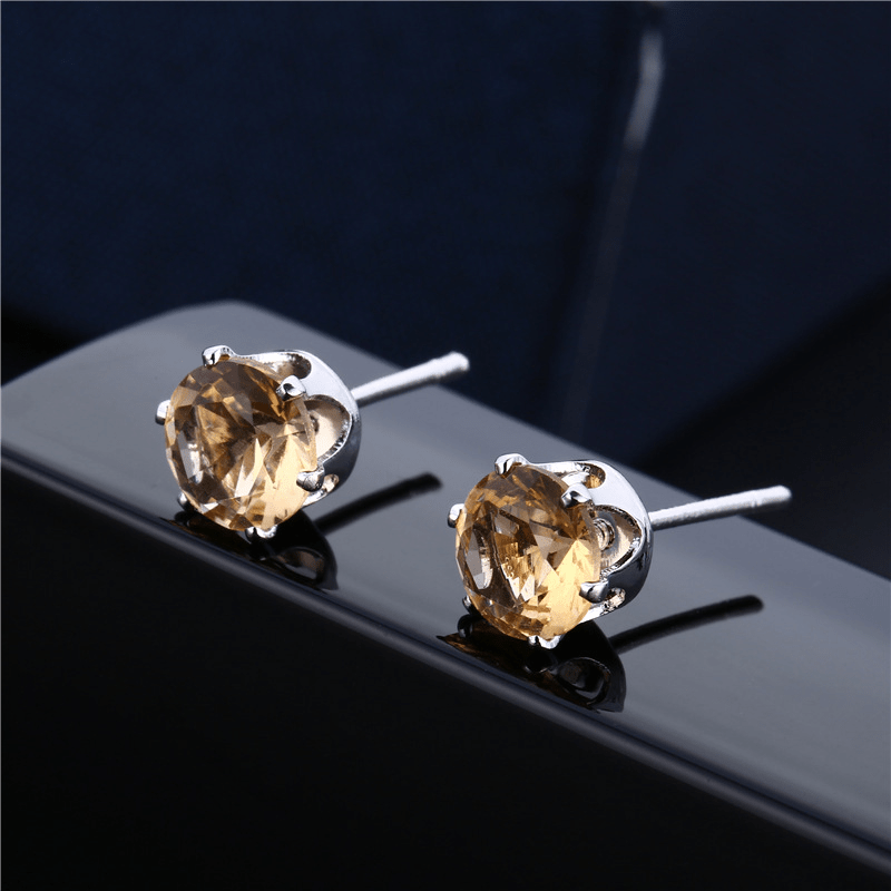 Zircon Decor Stud Earrings Japanese Style Copper Jewelry For Women Girls