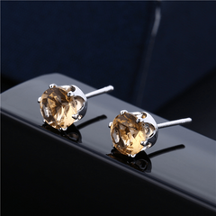 Zircon Decor Stud Earrings Japanese Style Copper Jewelry For Women Girls