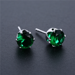 Zircon Decor Stud Earrings Japanese Style Copper Jewelry For Women Girls