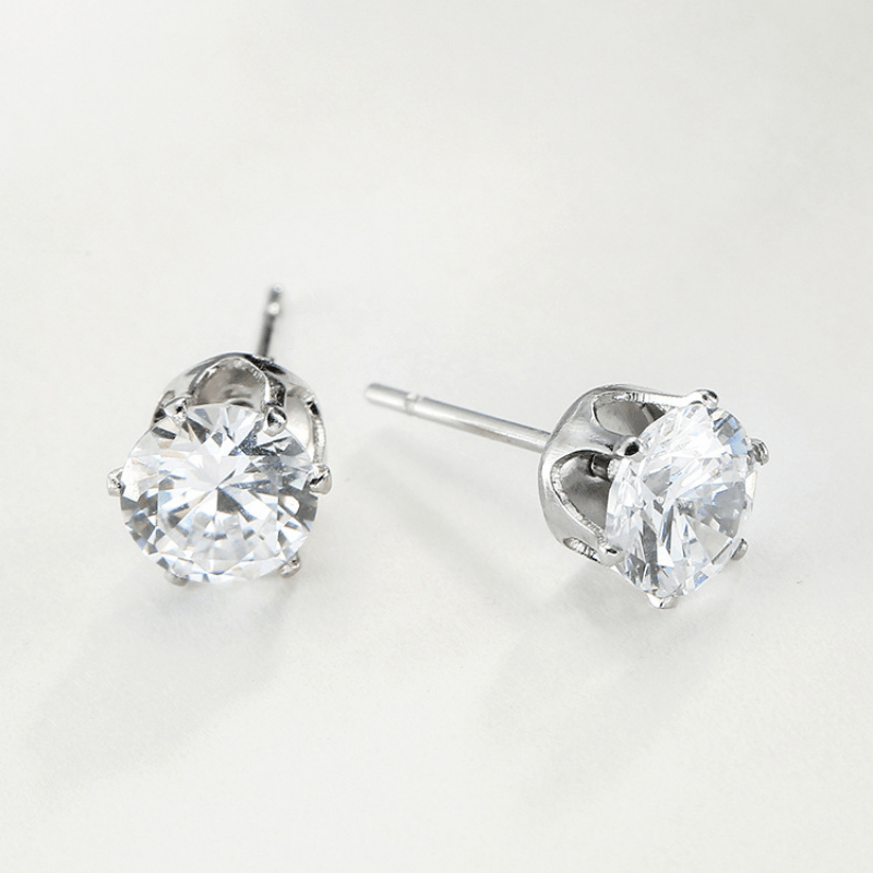 Zircon Decor Stud Earrings Japanese Style Copper Jewelry For Women Girls