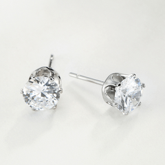 Zircon Decor Stud Earrings Japanese Style Copper Jewelry For Women Girls