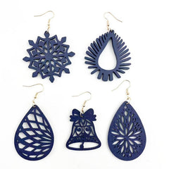 5 Pairs Christmas Snowflake Bell Flower Earrings Set