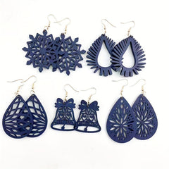 5 Pairs Christmas Snowflake Bell Flower Earrings Set
