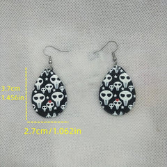 Halloween Skull Pattern Dangle Earrings Goth Style Acrylic Jewelry