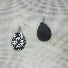 Halloween Skull Pattern Dangle Earrings Goth Style Acrylic Jewelry