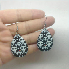 Halloween Skull Pattern Dangle Earrings Goth Style Acrylic Jewelry
