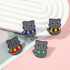 4pcs Cat Shape Anime Pin Set Cute Animal Theme Brooch Backpack Clothes Jewelry