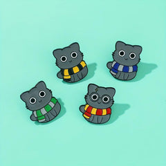 4pcs Cat Shape Anime Pin Set Cute Animal Theme Brooch Backpack Clothes Jewelry