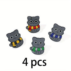4pcs Cat Shape Anime Pin Set Cute Animal Theme Brooch Backpack Clothes Jewelry