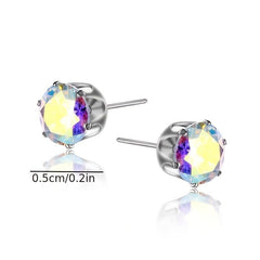 Colorful Zircon Stud Earrings Japanese Style Iron Jewelry Gift