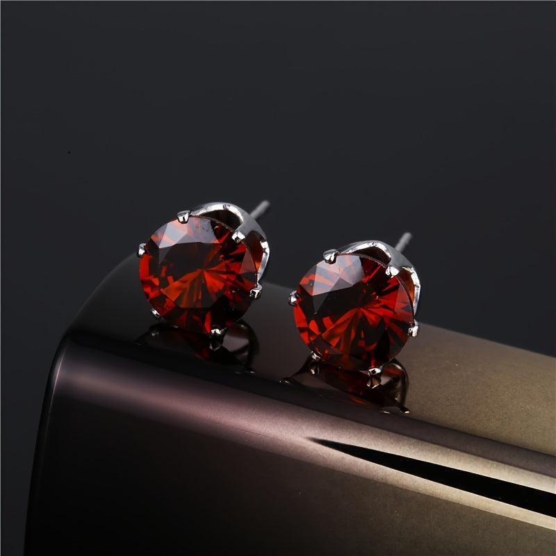 Colorful Zircon Stud Earrings Japanese Style Iron Jewelry Gift