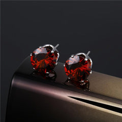 Colorful Zircon Stud Earrings Japanese Style Iron Jewelry Gift