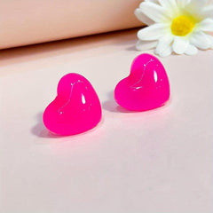 Acrylic Heart Shape Stud Earrings Fluorescent Women's Jewelry