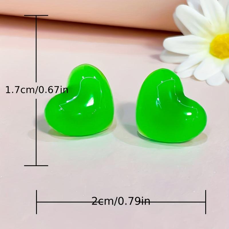 Acrylic Heart Shape Stud Earrings Fluorescent Women's Jewelry