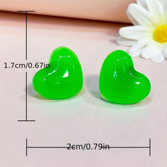 Acrylic Heart Shape Stud Earrings Fluorescent Women's Jewelry