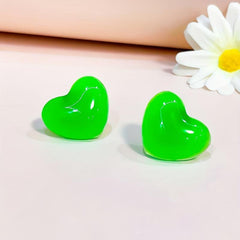 Acrylic Heart Shape Stud Earrings Fluorescent Women's Jewelry