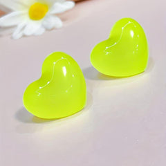 Acrylic Heart Shape Stud Earrings Fluorescent Women's Jewelry
