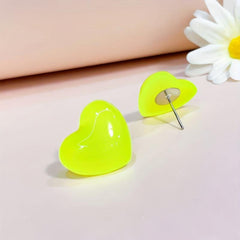 Acrylic Heart Shape Stud Earrings Fluorescent Women's Jewelry