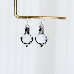 Retro Style Dangle Earrings with Artificial Stone Pendant