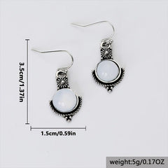 Retro Style Dangle Earrings with Artificial Stone Pendant