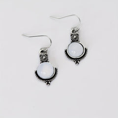 Retro Style Dangle Earrings with Artificial Stone Pendant