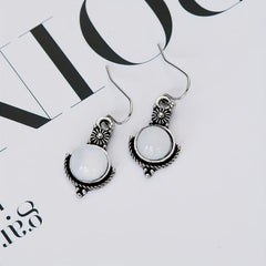 Retro Style Dangle Earrings with Artificial Stone Pendant