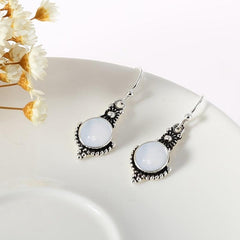 Retro Style Dangle Earrings with Artificial Stone Pendant