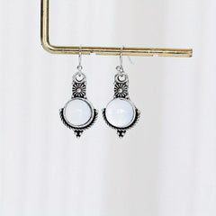 Retro Style Dangle Earrings with Artificial Stone Pendant