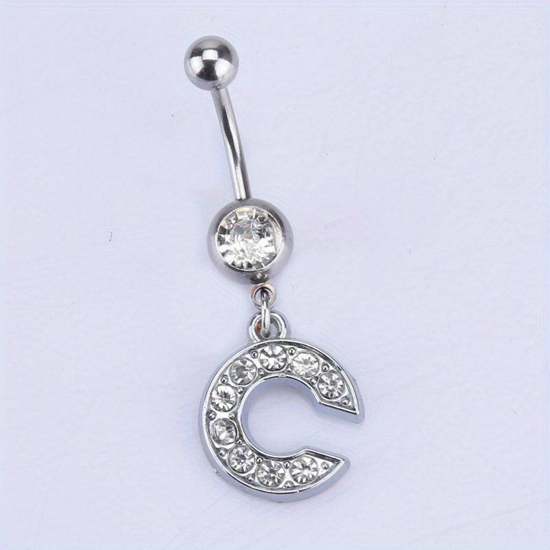 English Letter Shape Zircon Belly Button Ring Body Piercing Jewelry