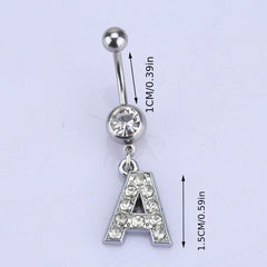 English Letter Shape Zircon Belly Button Ring Body Piercing Jewelry