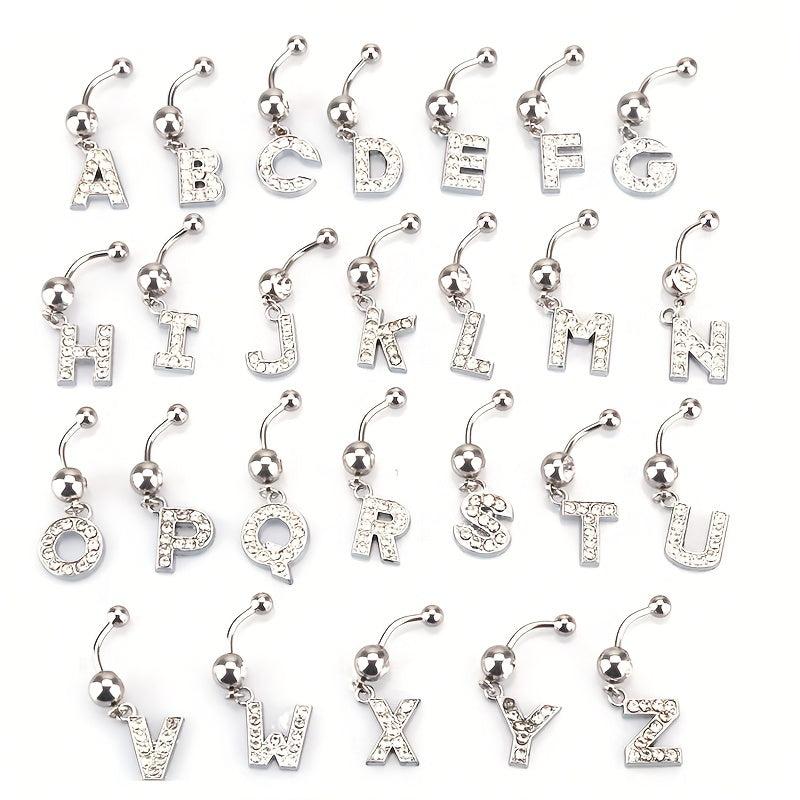 English Letter Shape Zircon Belly Button Ring Body Piercing Jewelry