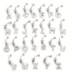 English Letter Shape Zircon Belly Button Ring Body Piercing Jewelry