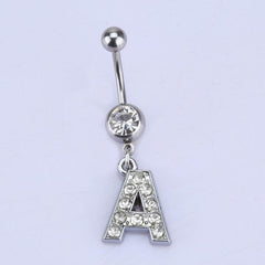English Letter Shape Zircon Belly Button Ring Body Piercing Jewelry