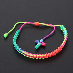 Cross Braided Women's Bracelet Rope Religious Hand Jewelry