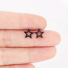 Mini Pentagram Stud Earrings Stainless Steel 18K Plated
