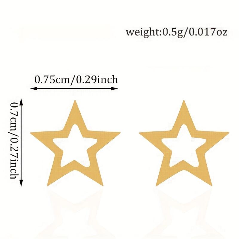Mini Pentagram Stud Earrings Stainless Steel 18K Plated