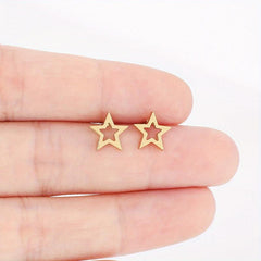 Mini Pentagram Stud Earrings Stainless Steel 18K Plated