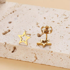 Mini Pentagram Stud Earrings Stainless Steel 18K Plated