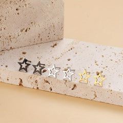 Mini Pentagram Stud Earrings Stainless Steel 18K Plated