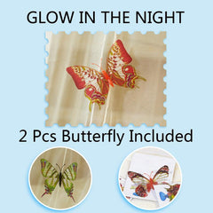Round Ceiling Mosquito Net with Glow Butterfly Decoration String Lights
