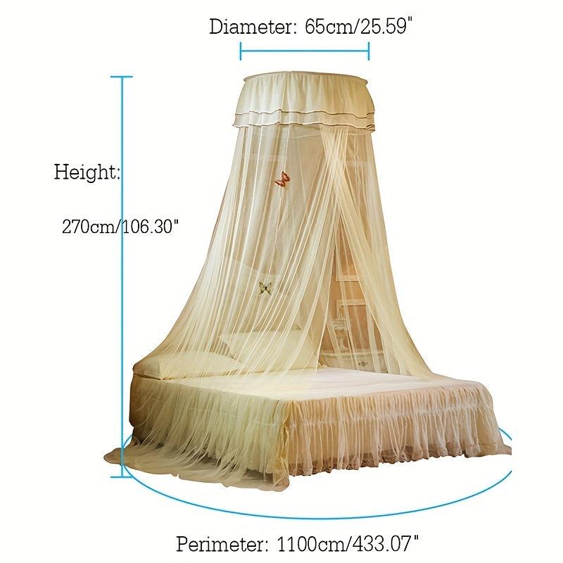 Round Ceiling Mosquito Net with Glow Butterfly Decoration String Lights