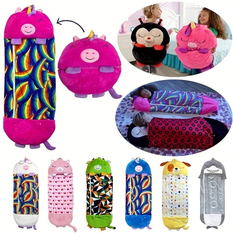 Kids 2-In-1 Cartoon Animal Sleeping Bag With Pillow