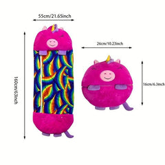 Kids 2-In-1 Cartoon Animal Sleeping Bag With Pillow
