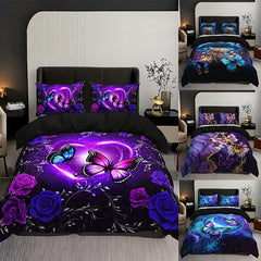 3pcs Classic Butterfly Flower Duvet Cover Set